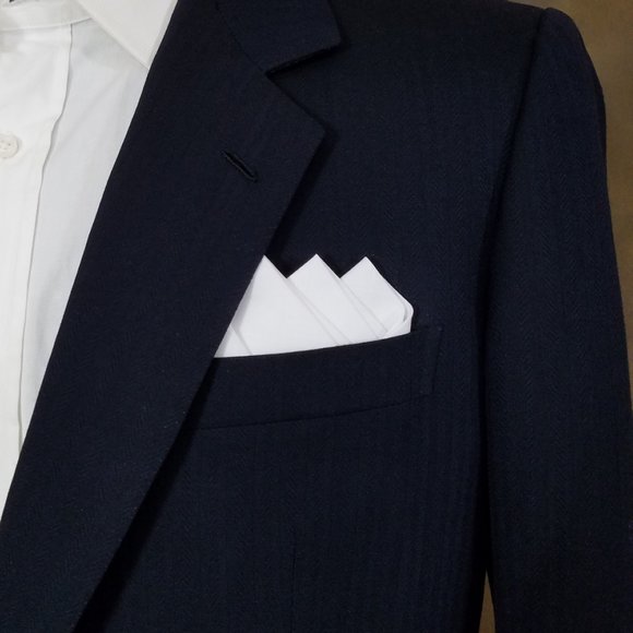 NEW White 100% Cotton Pre-Folded Pocket Square Handkerchief Insert - Picture 8 of 8